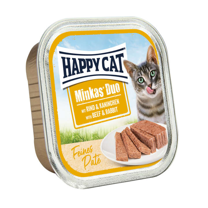 HAPPY CAT Katzen-Nassfutter Minkas Duo Rind & Kaninchen Paté